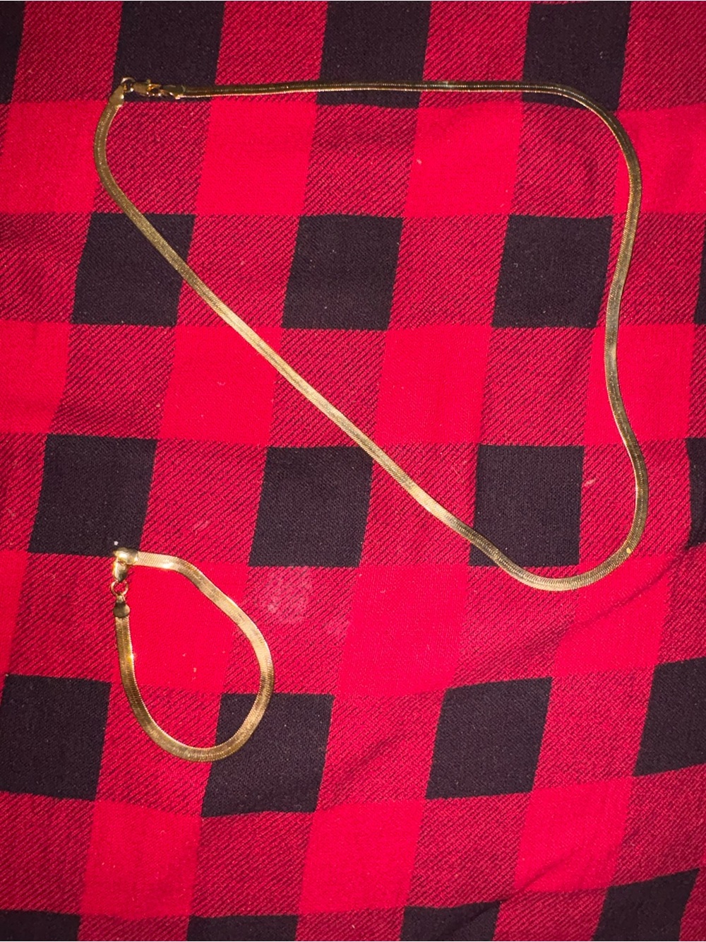Gold-Tone Herringbone Necklace and Bracelet Set - Classic Women’s Jewelry
